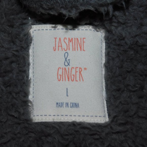 Jasmine & Ginger Plush Gray Robe With Faux Fur - Picture 10 of 12